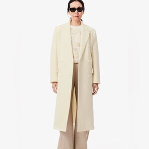 Lacoste Cream Double-Breasted Trench Coat